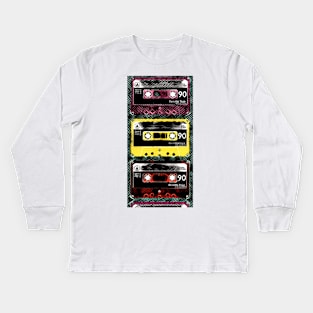 pattern and design from a collection of old fashioned C90 cassettes Kids Long Sleeve T-Shirt